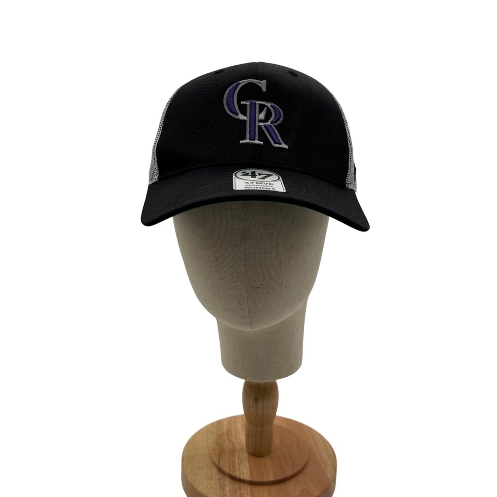 NEW Colorado Rockies Trucker Cap Womens Black Snapback Adjustable 47 MVP Hat‎